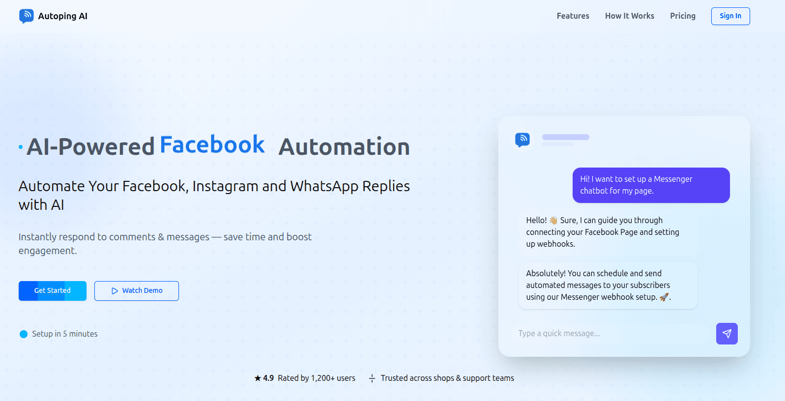 AutoPing AI landing page preview