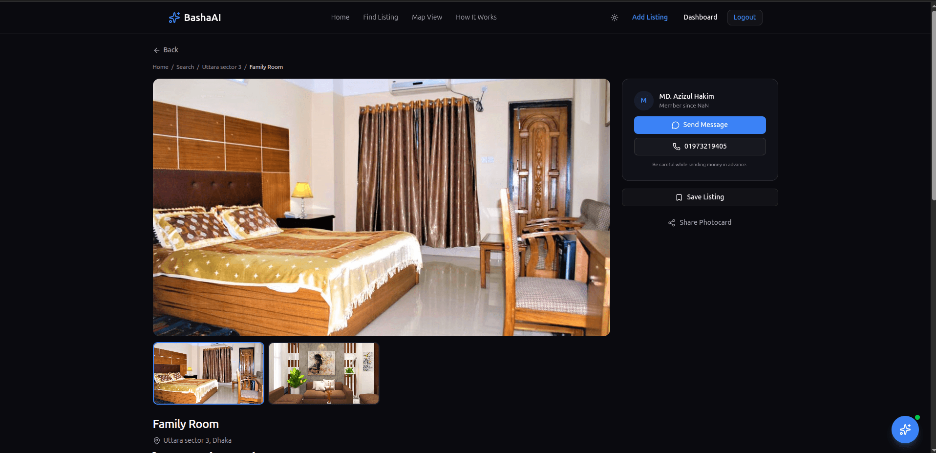 BashaAi listing details preview