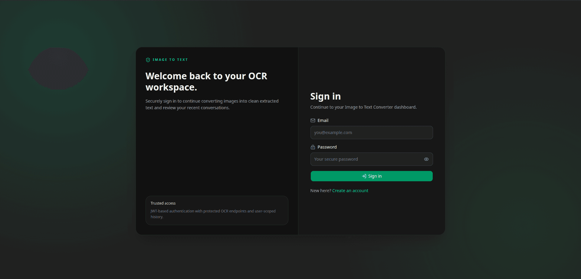 Image to Text Converter landing page preview